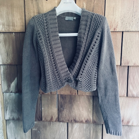 Mexx Women's Olive Green Wrap Open-Knit Jumper Short Cotton Blend Top Size L - Picture 10 of 10